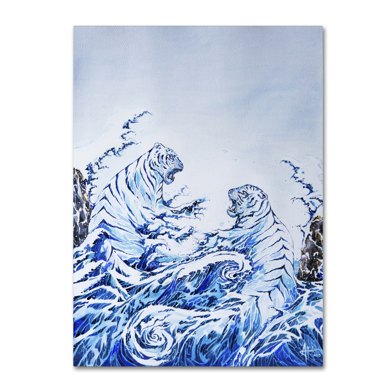 Marc Allante 'The Crashing Waves' Canvas Wall Art 35 X 47 Inches