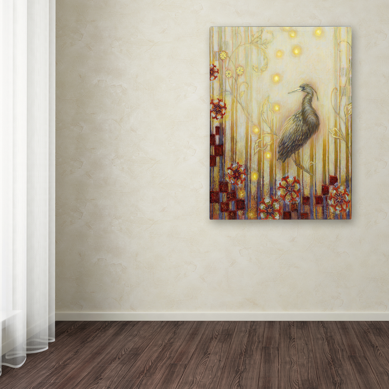 Rachel Paxton 'Wondrous Evening Heron' Canvas Wall Art 35 X 47 Inches