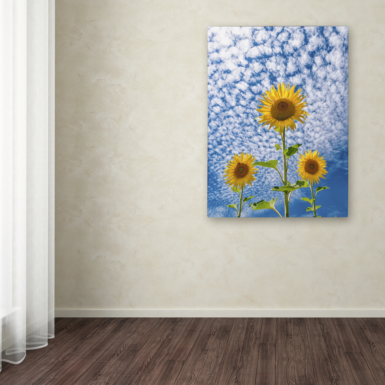 Michael Blanchette Photography 'Sunflower Triad' Canvas Wall Art 35 X 47 Inches