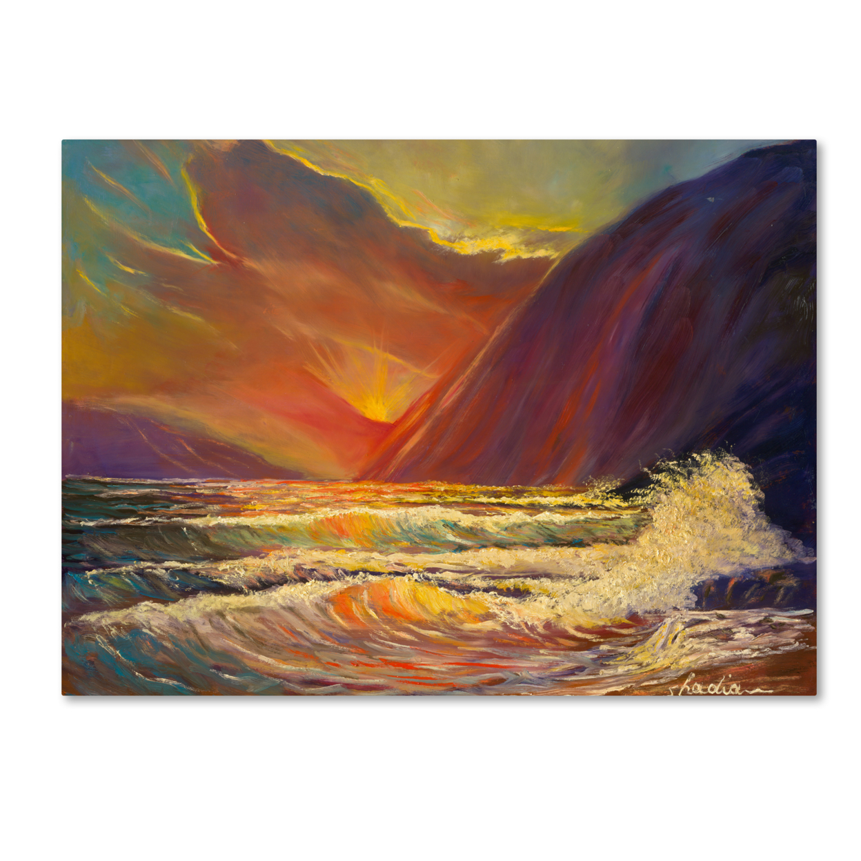Manor Shadian 'Hawaiian Coastal Sunset' Canvas Wall Art 35 X 47 Inches
