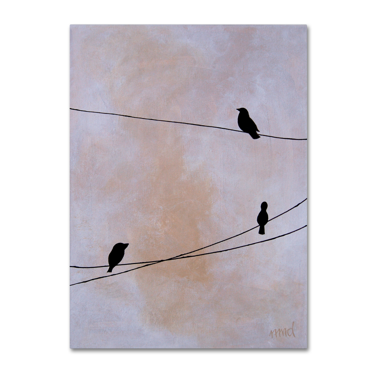 Nicole Dietz 'Bird On Wire White' Canvas Wall Art 35 X 47 Inches