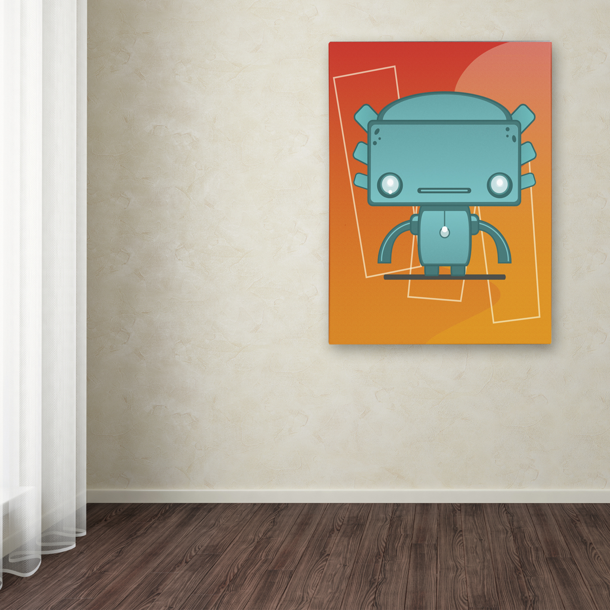 Craig Snodgrass 'Retro Robot Aqua' Canvas Wall Art 35 X 47 Inches