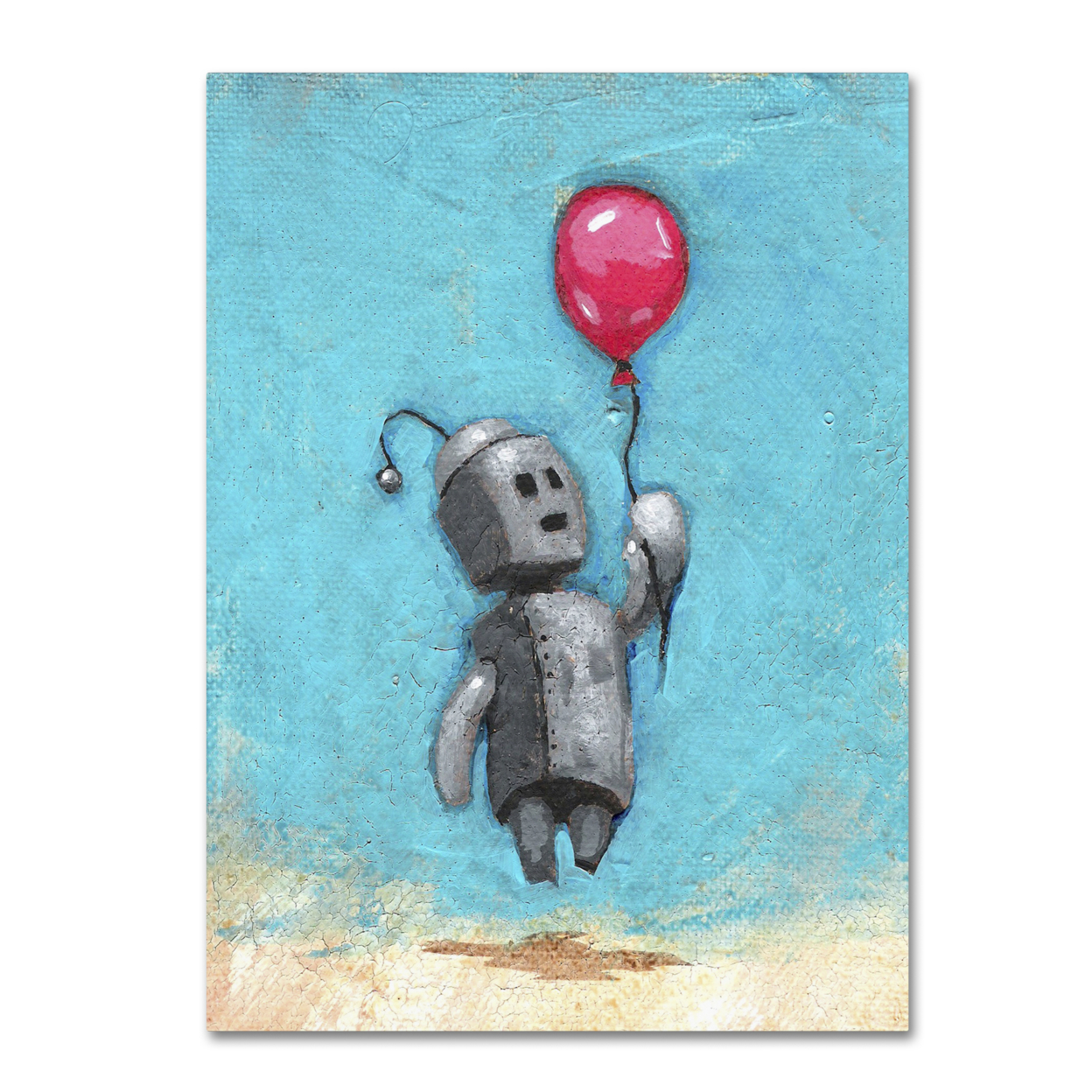 Craig Snodgrass 'Robot With Red Balloon' Canvas Wall Art 35 X 47 Inches