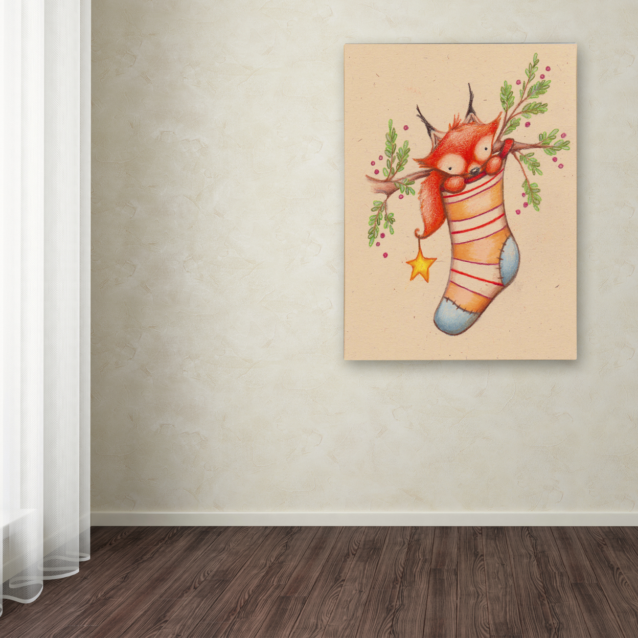 Jennifer Nilsson 'Merry Christmas Little Fox' Canvas Wall Art 35 X 47 Inches