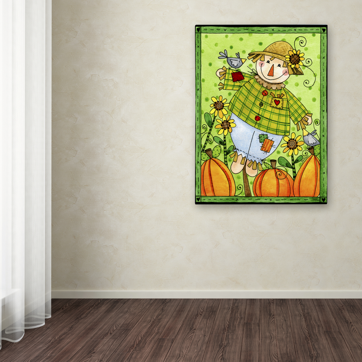 Jennifer Nilsson 'A Patchy Scarecrow' Canvas Wall Art 35 X 47 Inches