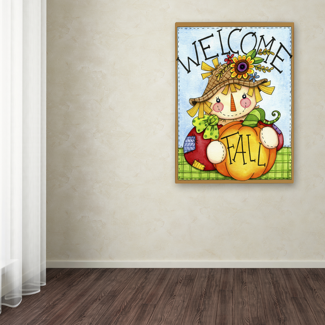 Jennifer Nilsson 'Scarecrow Welcome' Canvas Wall Art 35 X 47 Inches