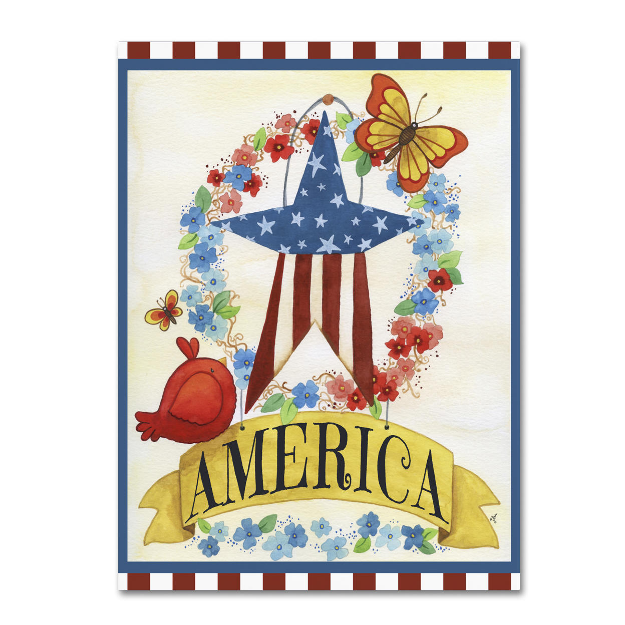 Jennifer Nilsson 'America Banner Star' Canvas Wall Art 35 X 47 Inches