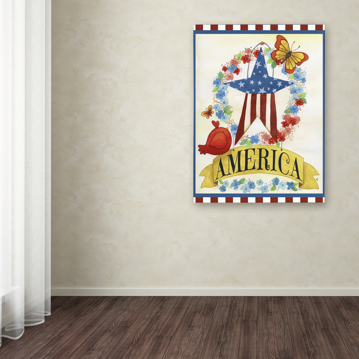 Jennifer Nilsson 'America Banner Star' Canvas Wall Art 35 X 47 Inches