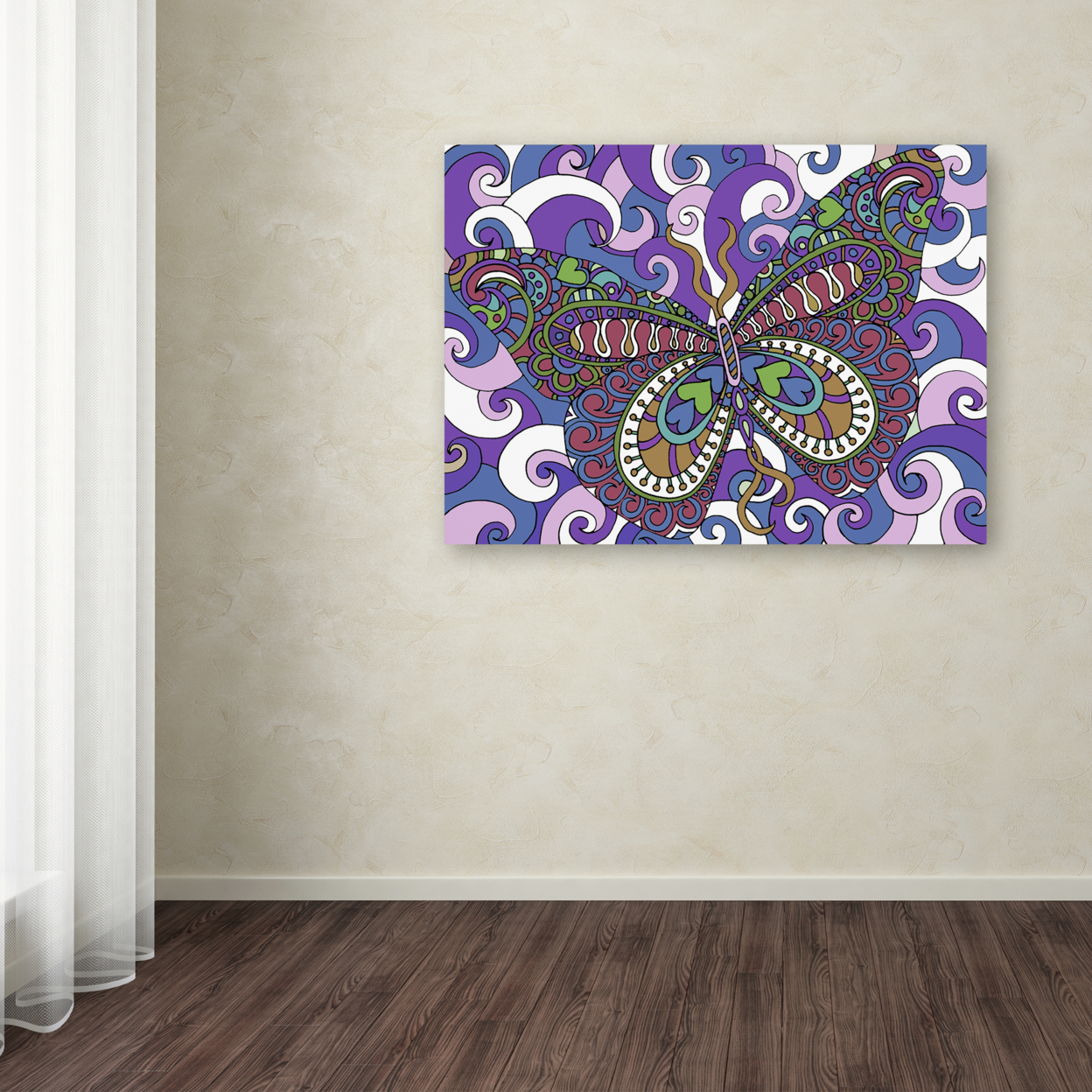 Kathy G. Ahrens 'Bashful Garden Butterfly Soaring' Canvas Wall Art 35 X 47 Inches
