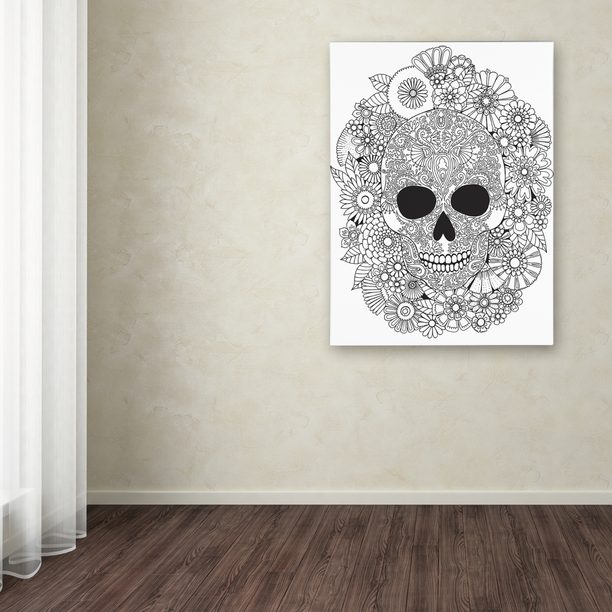 Hello Angel 'Sugar Skull Wreath' Canvas Wall Art 35 X 47 Inches