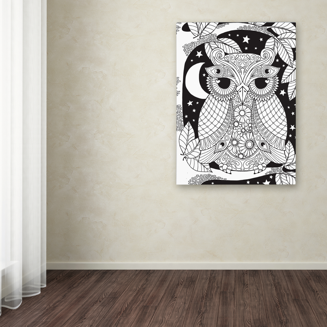 Hello Angel 'Owl On A Branch' Canvas Wall Art 35 X 47 Inches