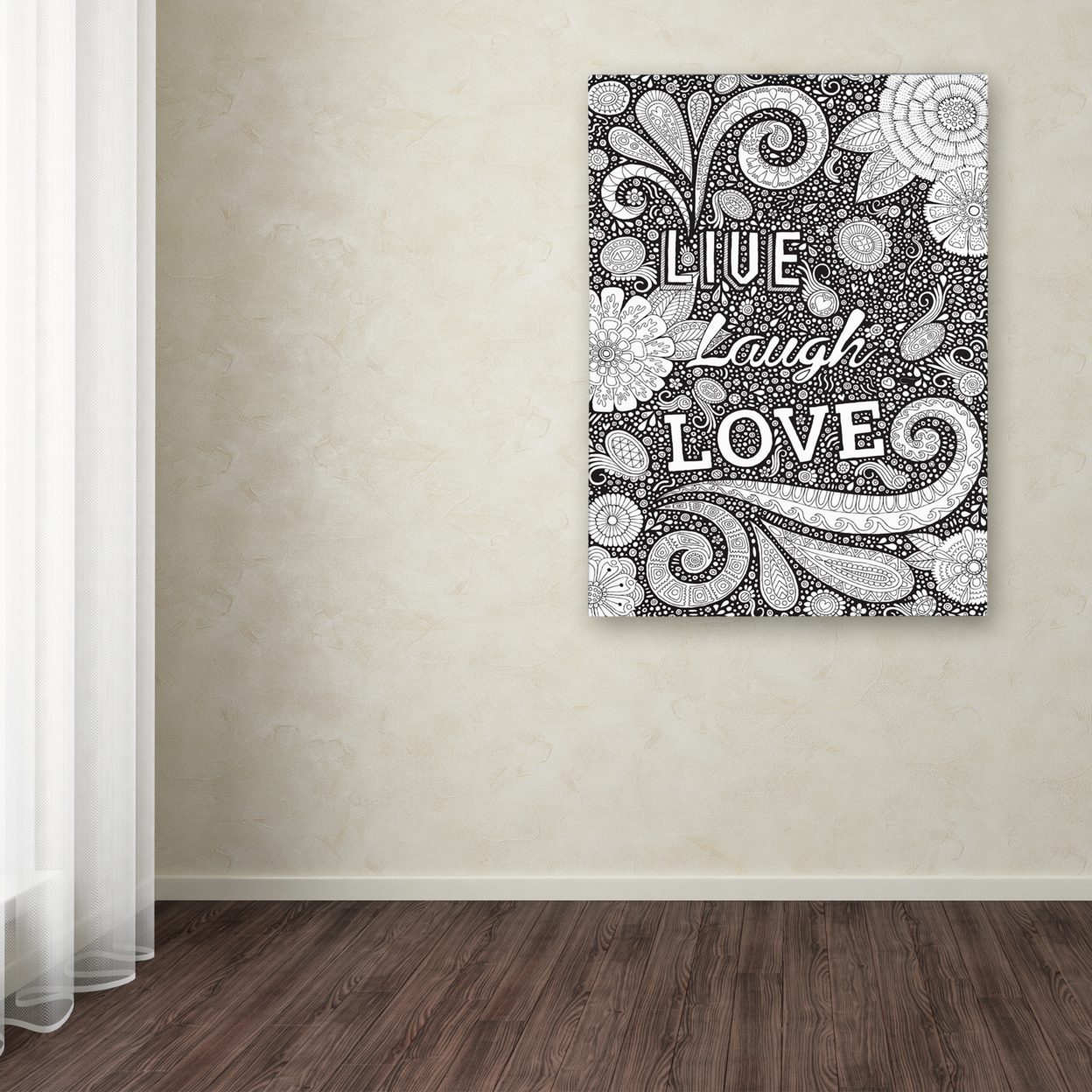 Hello Angel 'Live Laugh Love Black' Canvas Wall Art 35 X 47 Inches