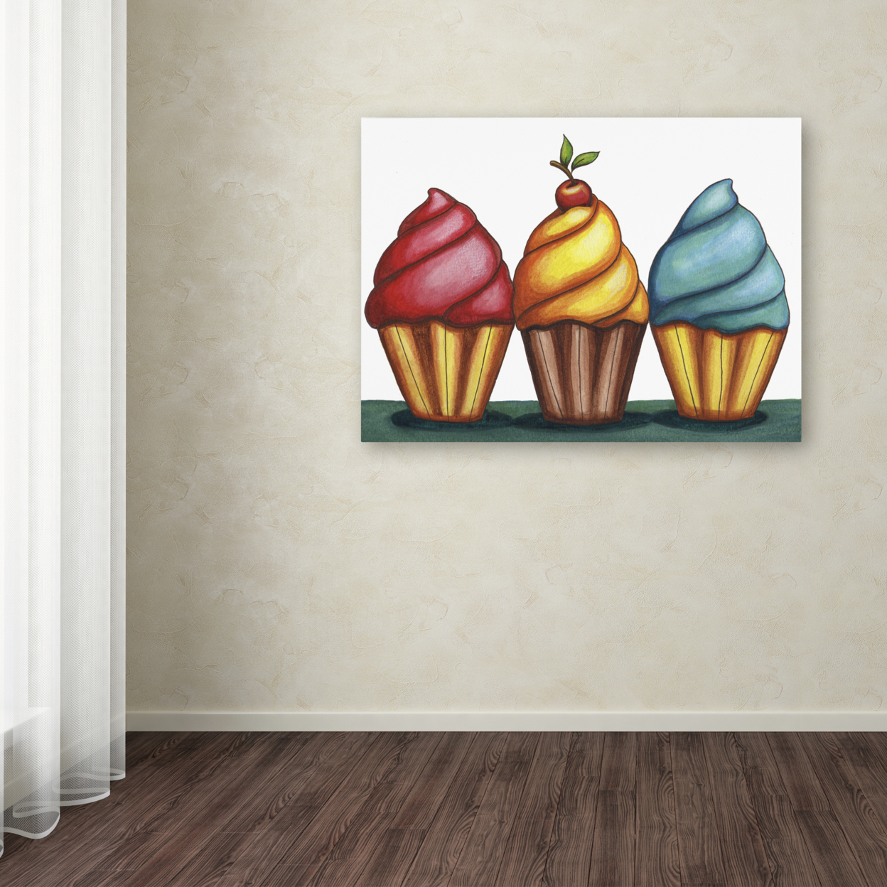 Jennifer Nilsson 'Cupcake Trio' Canvas Wall Art 35 X 47 Inches