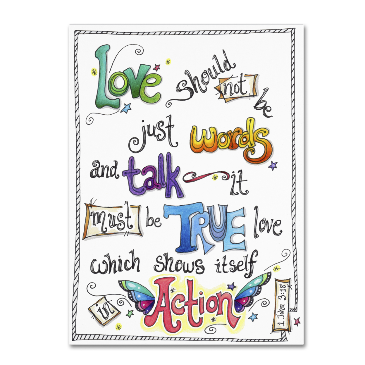 Jennifer Nilsson 'Words Of Love - Love In Action' Canvas Wall Art 35 X 47 Inches
