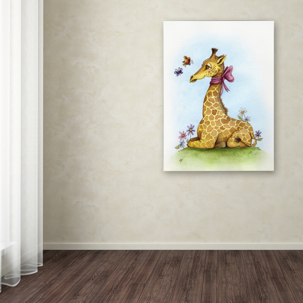 Jennifer Nilsson 'Pretty In Pink Giraffe' Canvas Wall Art 35 X 47 Inches