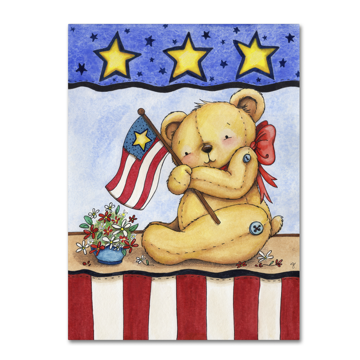 Jennifer Nilsson 'Patriotic Bear' Canvas Wall Art 35 X 47 Inches