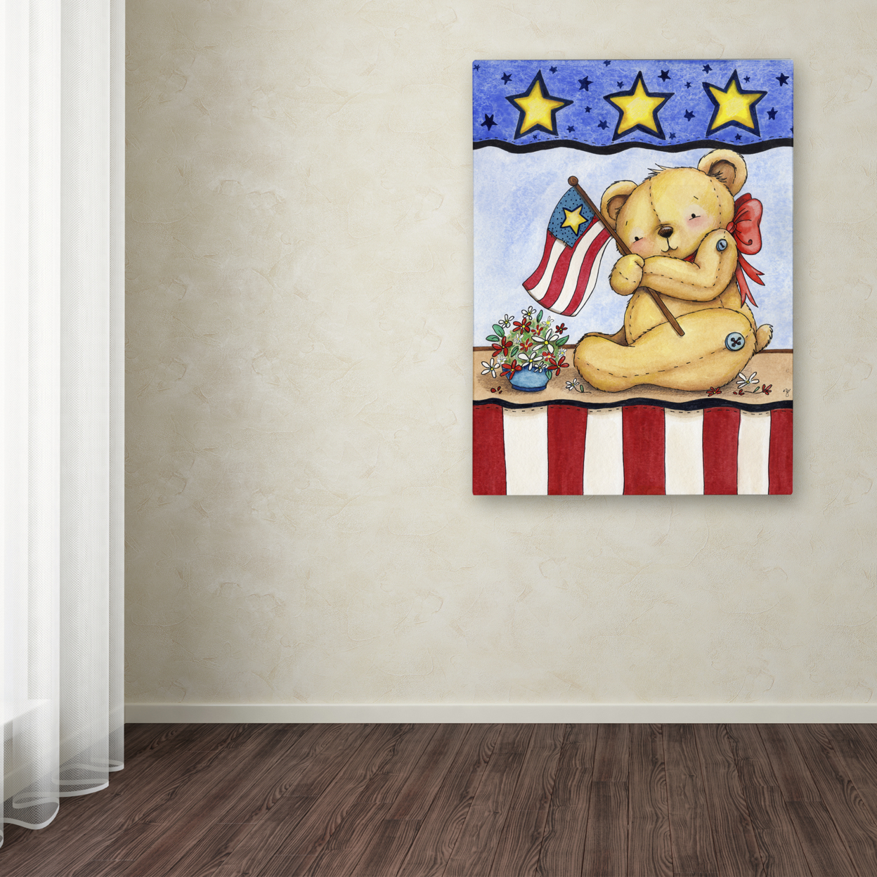Jennifer Nilsson 'Patriotic Bear' Canvas Wall Art 35 X 47 Inches