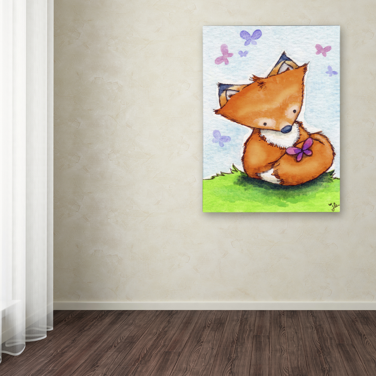 Jennifer Nilsson 'Little Fox And New Friend' Canvas Wall Art 35 X 47 Inches