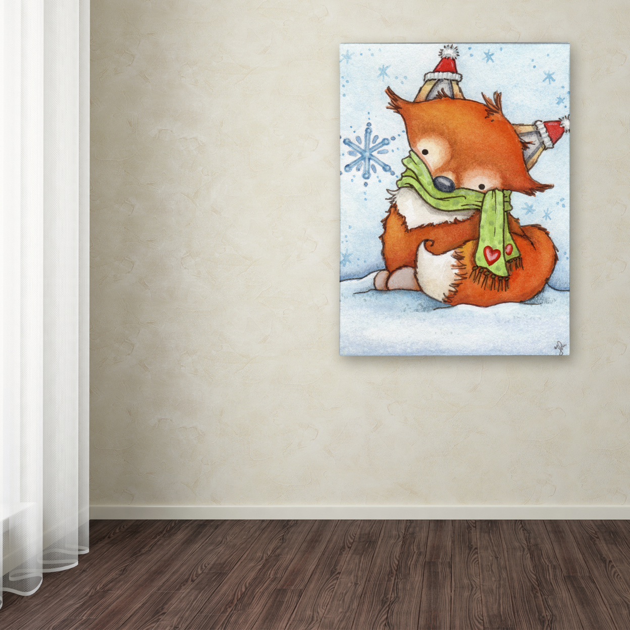 Jennifer Nilsson 'Stay Warm Little Fox' Canvas Wall Art 35 X 47 Inches