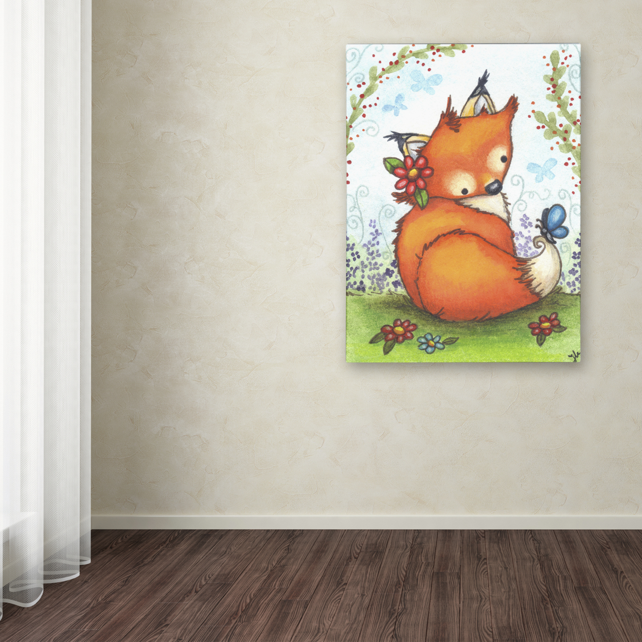 Jennifer Nilsson 'Little Fox In The Garden' Canvas Wall Art 35 X 47 Inches