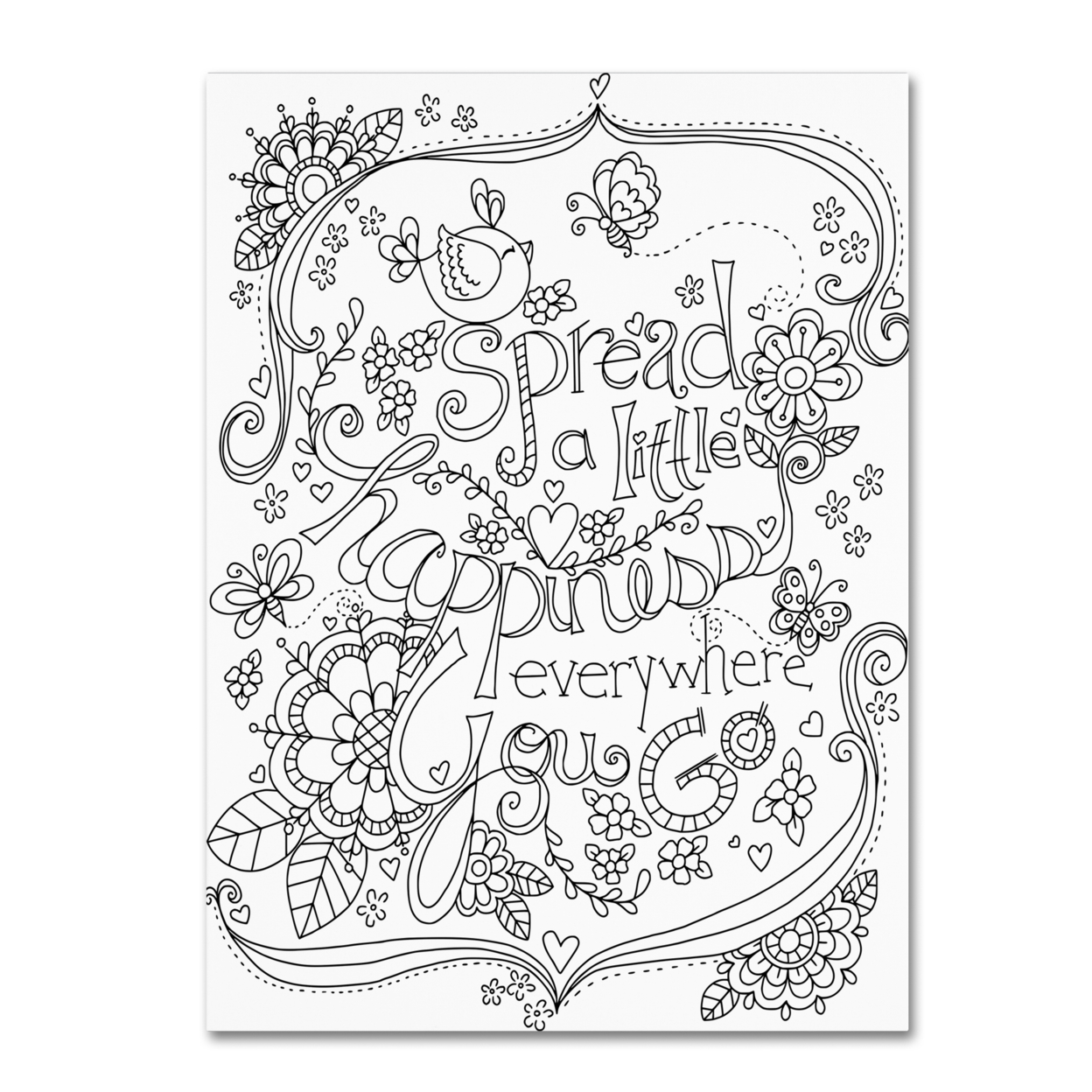 Jennifer Nilsson 'Spread Happiness Coloring Page' Canvas Wall Art 35 X 47 Inches