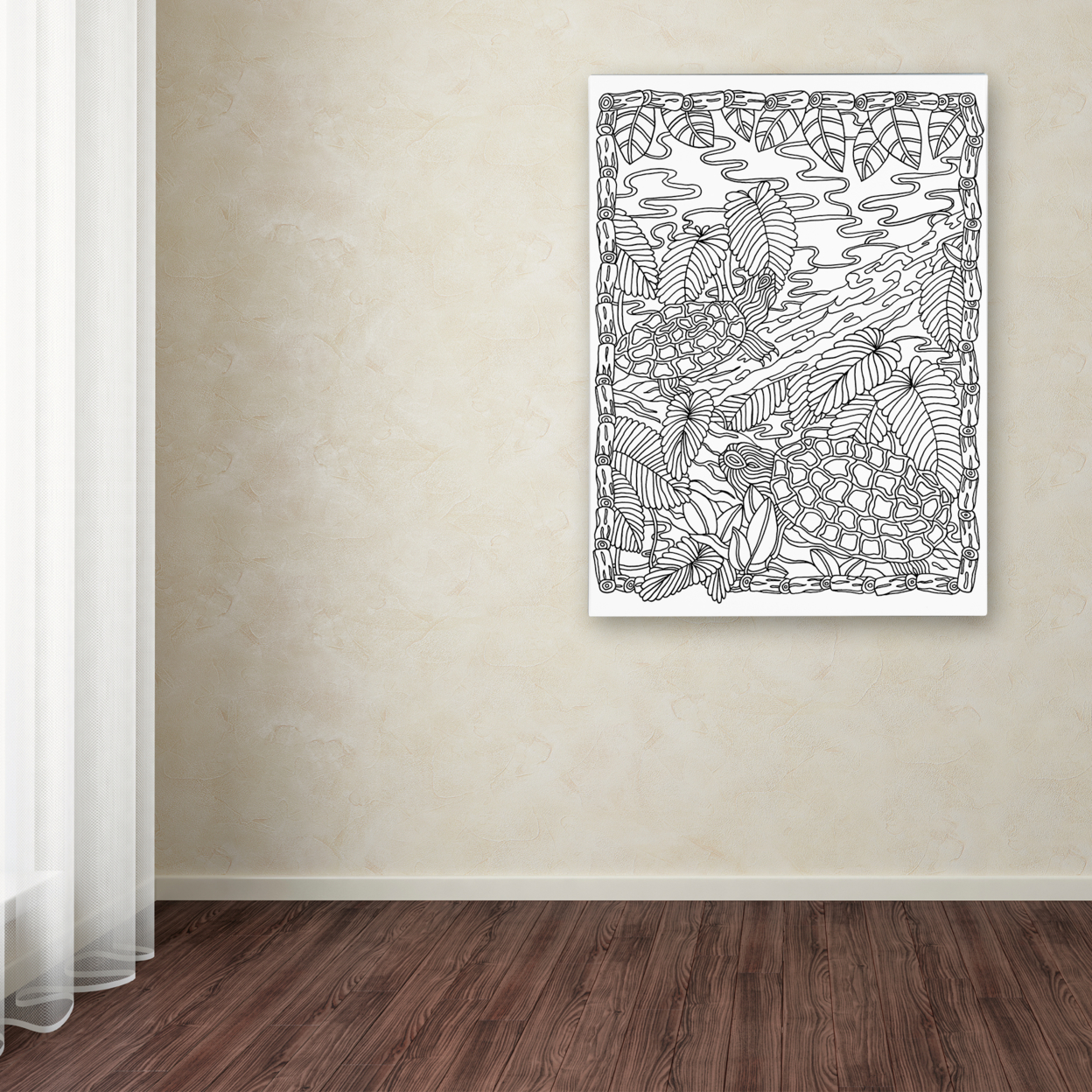 Kathy G. Ahrens 'Slider Turtles' Canvas Wall Art 35 X 47 Inches