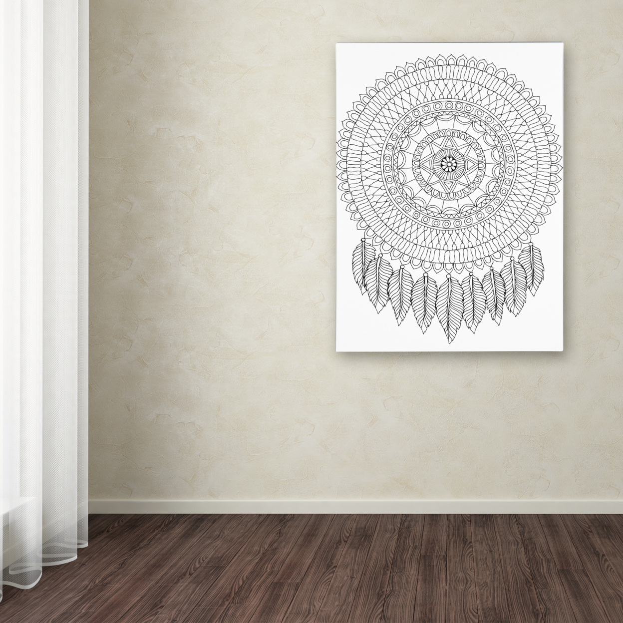 Hello Angel 'Mandalafeather Dreamcatcher' Canvas Wall Art 35 X 47 Inches