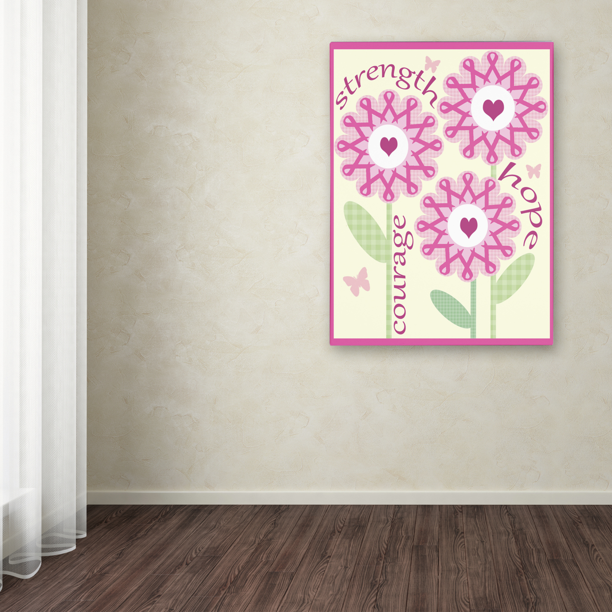 Jennifer Nilsson 'Pink Ribbon Flowers' Canvas Wall Art 35 X 47 Inches