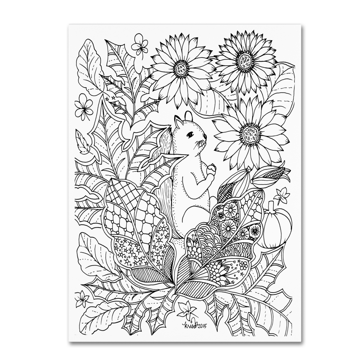 KCDoodleArt 'Squirrel 1' Canvas Wall Art 35 X 47 Inches