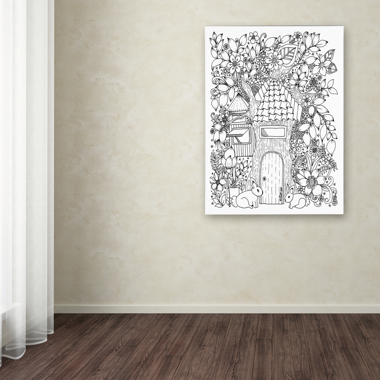 KCDoodleArt 'Tree House' Canvas Wall Art 35 X 47 Inches