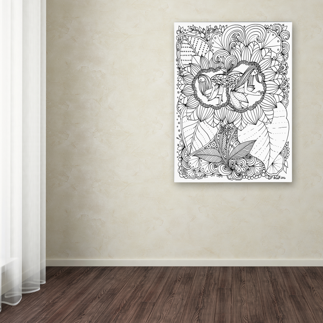 KCDoodleArt 'Fairy 18' Canvas Wall Art 35 X 47 Inches