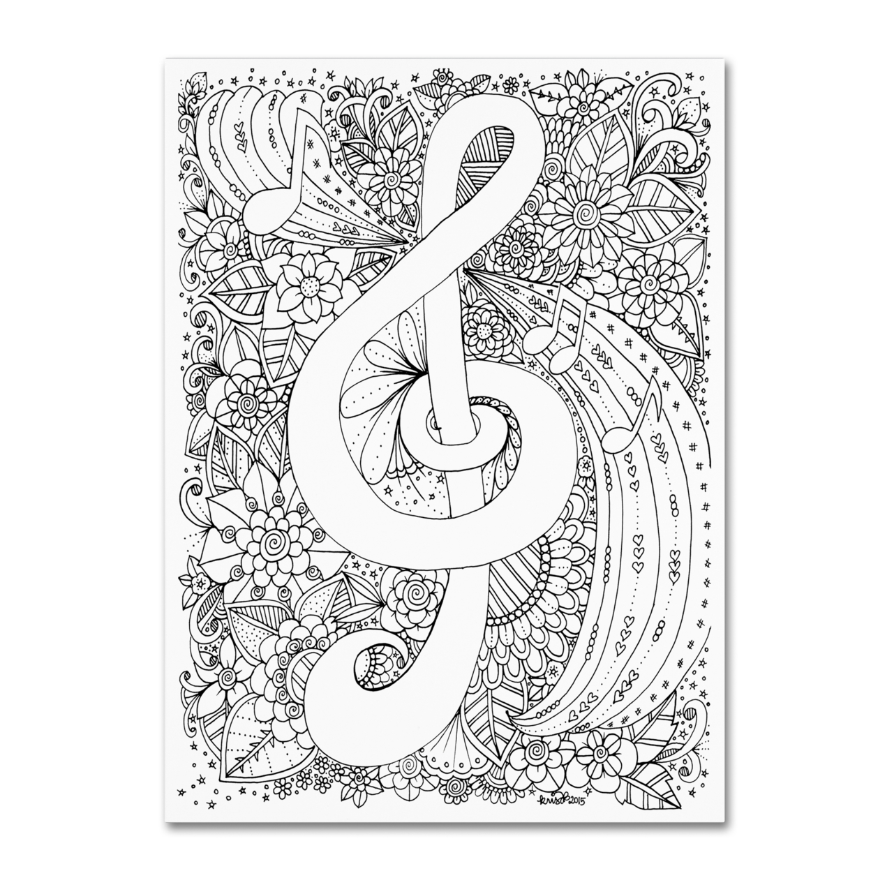 KCDoodleArt 'J-Clef Doodle' Canvas Wall Art 35 X 47 Inches