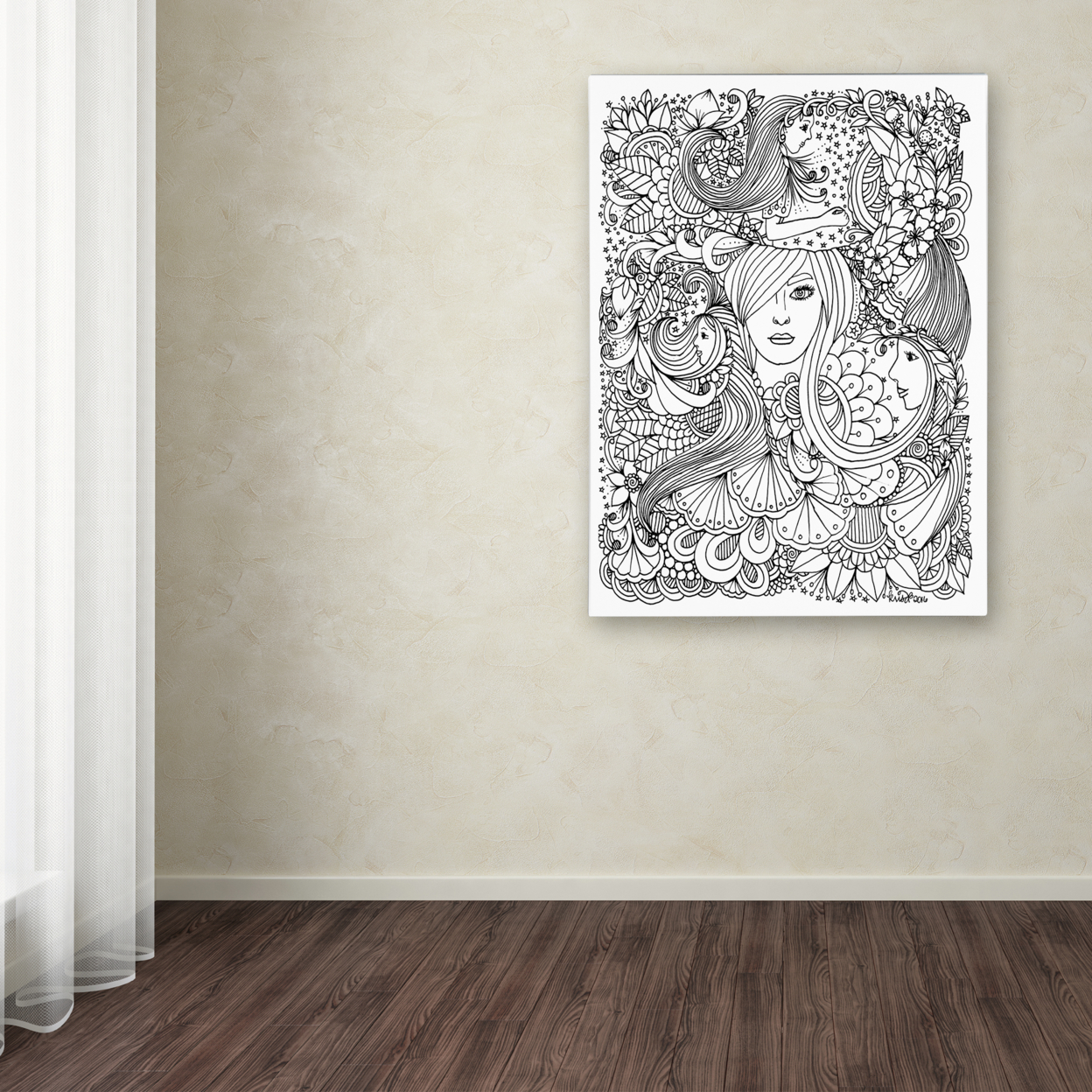KCDoodleArt 'Flower Girls 10' Canvas Wall Art 35 X 47 Inches