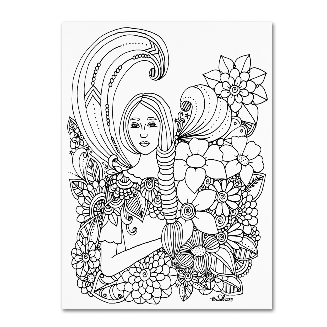 KCDoodleArt 'Flower Girls 14' Canvas Wall Art 35 X 47 Inches