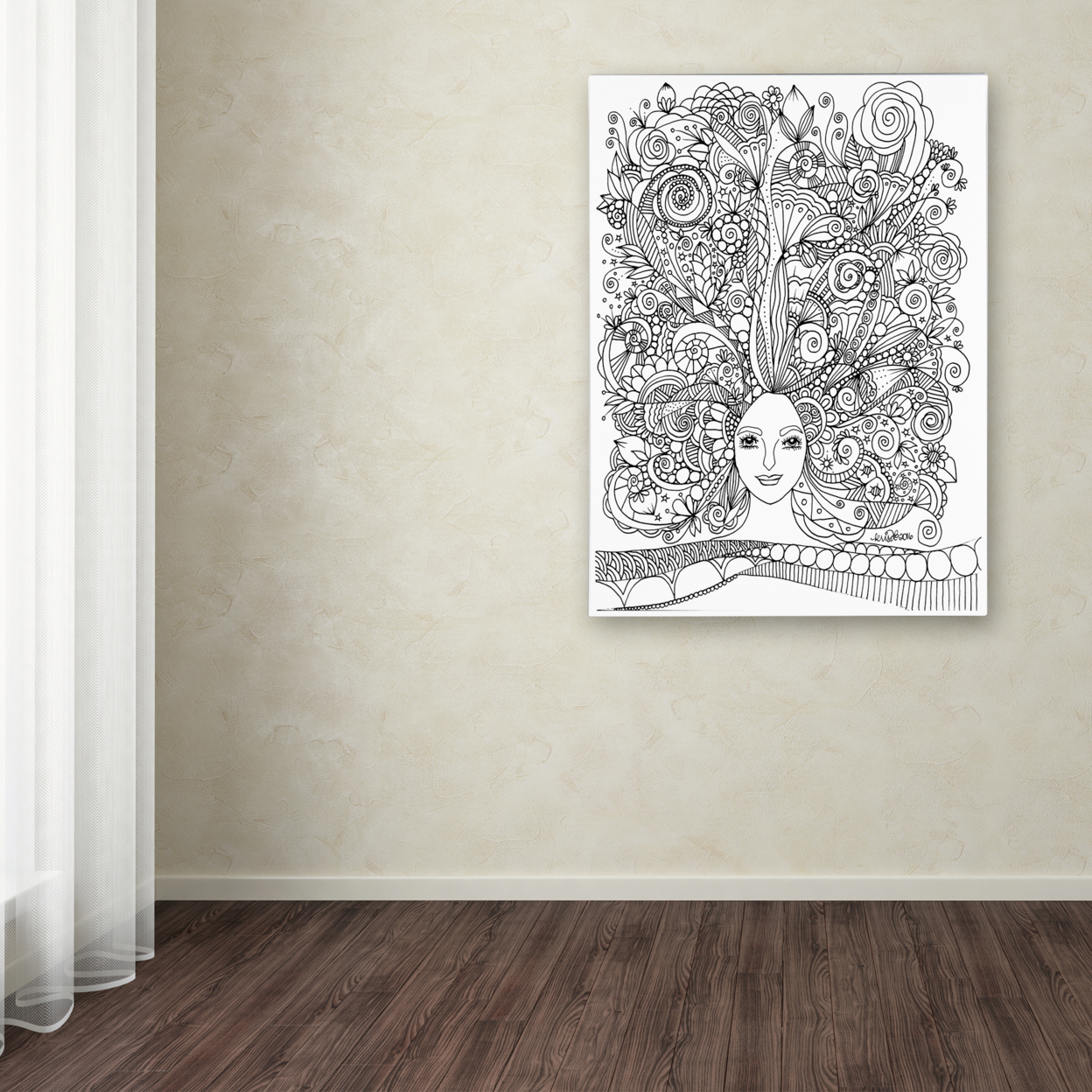 KCDoodleArt 'Flower Girls 18' Canvas Wall Art 35 X 47 Inches
