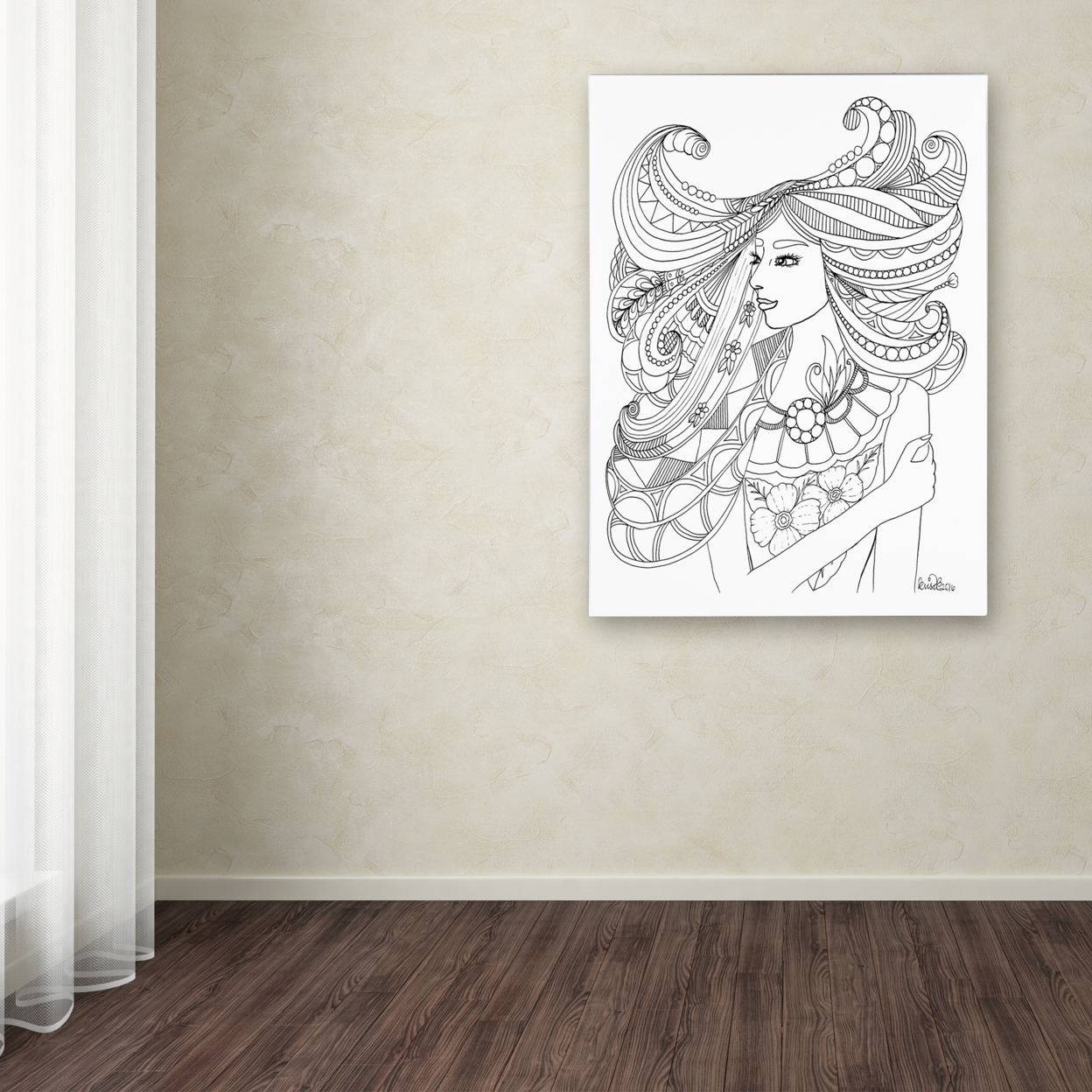 KCDoodleArt 'Flower Girls 21' Canvas Wall Art 35 X 47 Inches