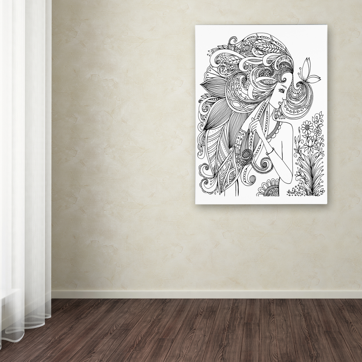 KCDoodleArt 'Flower Girls 24' Canvas Wall Art 35 X 47 Inches