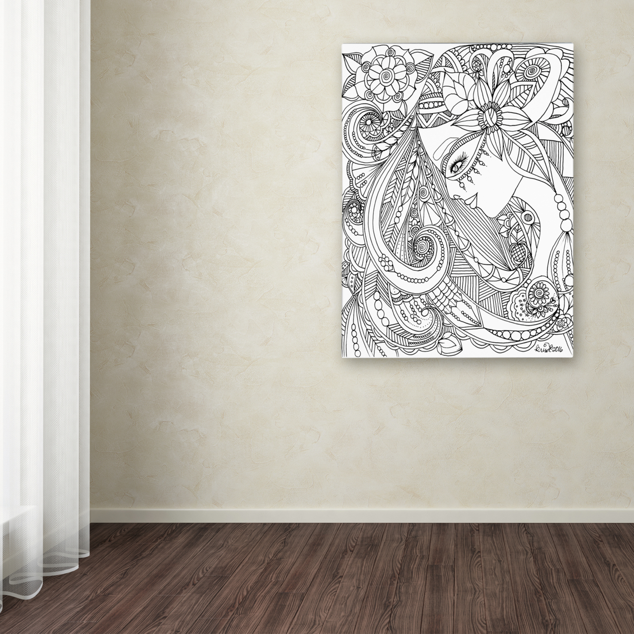 KCDoodleArt 'Flower Girls 22' Canvas Wall Art 35 X 47 Inches