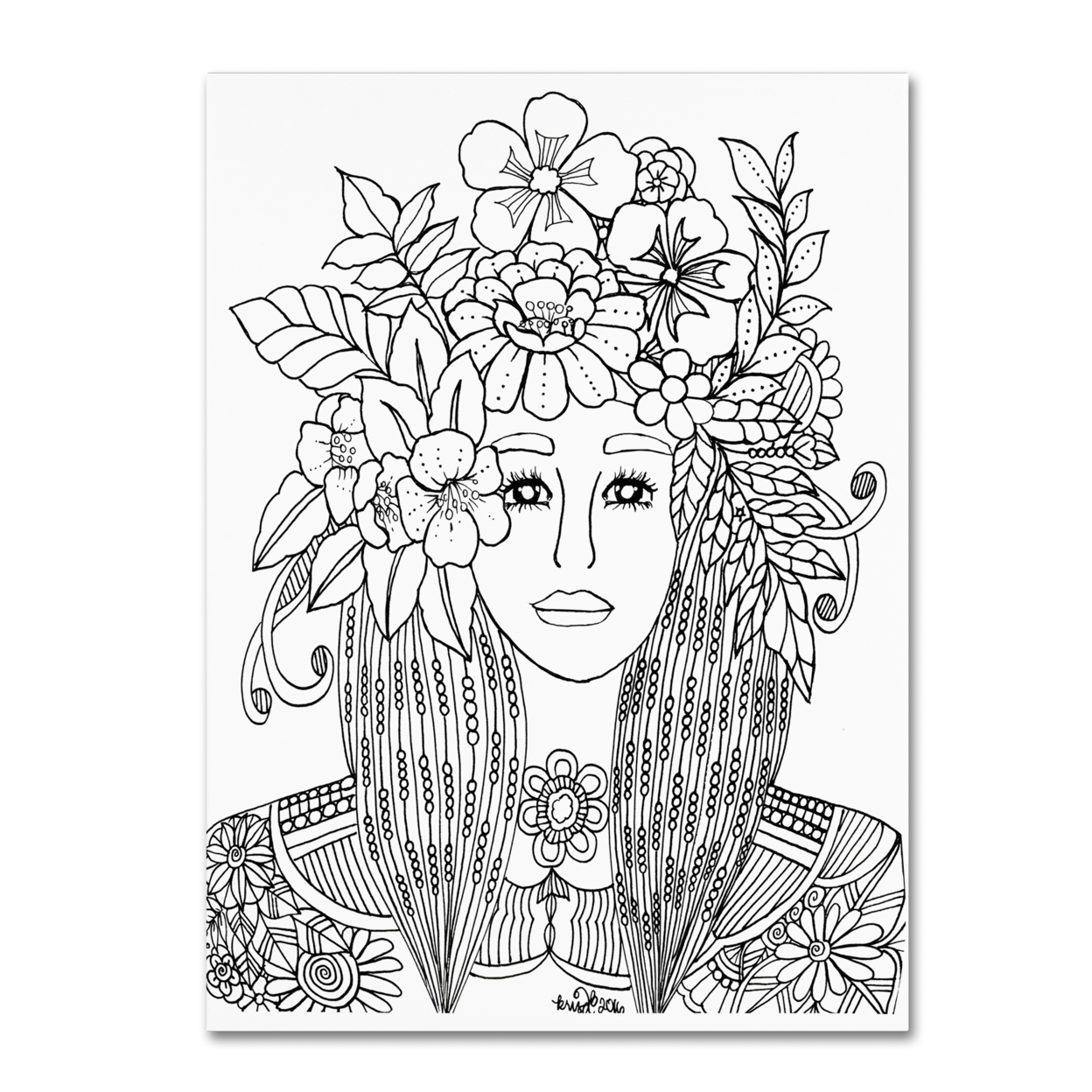 KCDoodleArt 'Flower Girls 25' Canvas Wall Art 35 X 47 Inches