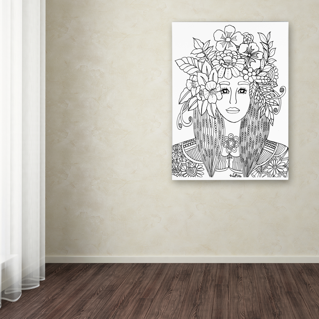 KCDoodleArt 'Flower Girls 25' Canvas Wall Art 35 X 47 Inches