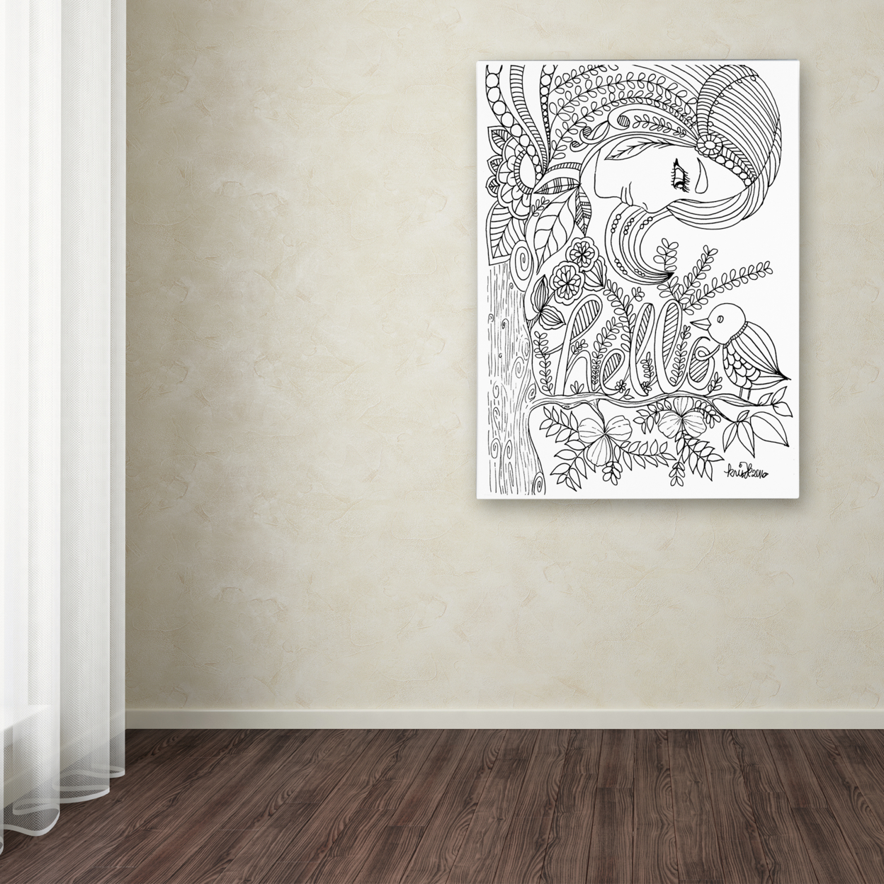 KCDoodleArt 'Flower Girls 26' Canvas Wall Art 35 X 47 Inches