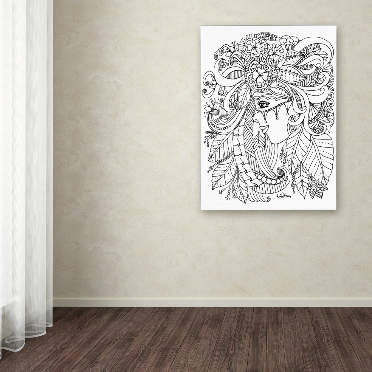 KCDoodleArt 'Flower Girls 27' Canvas Wall Art 35 X 47 Inches