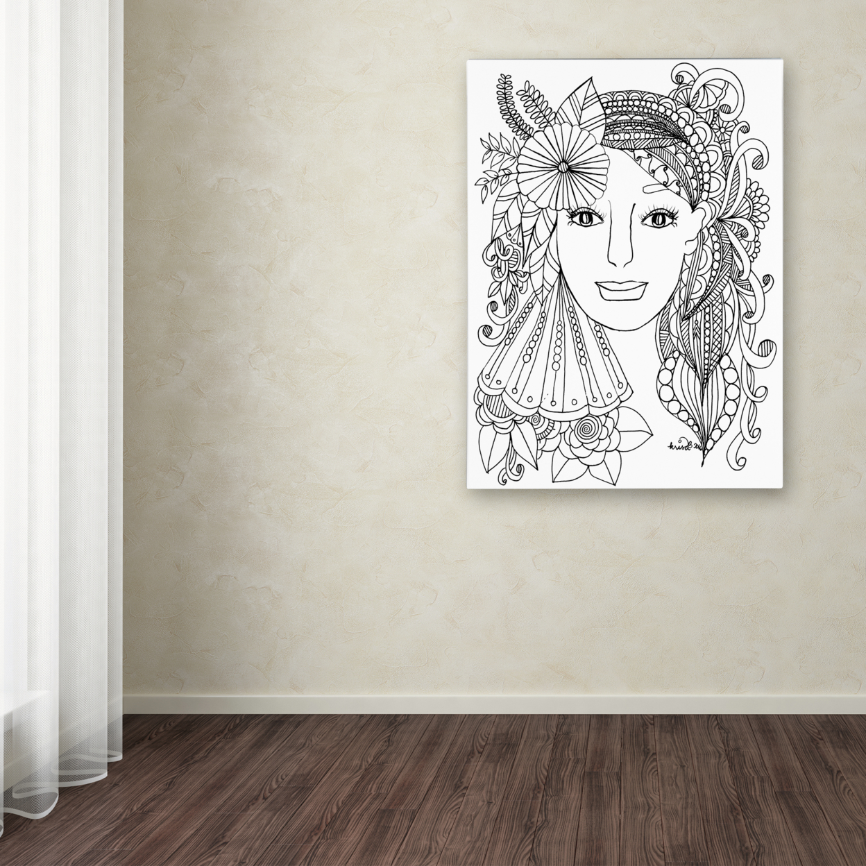 KCDoodleArt 'Flower Girls 28' Canvas Wall Art 35 X 47 Inches