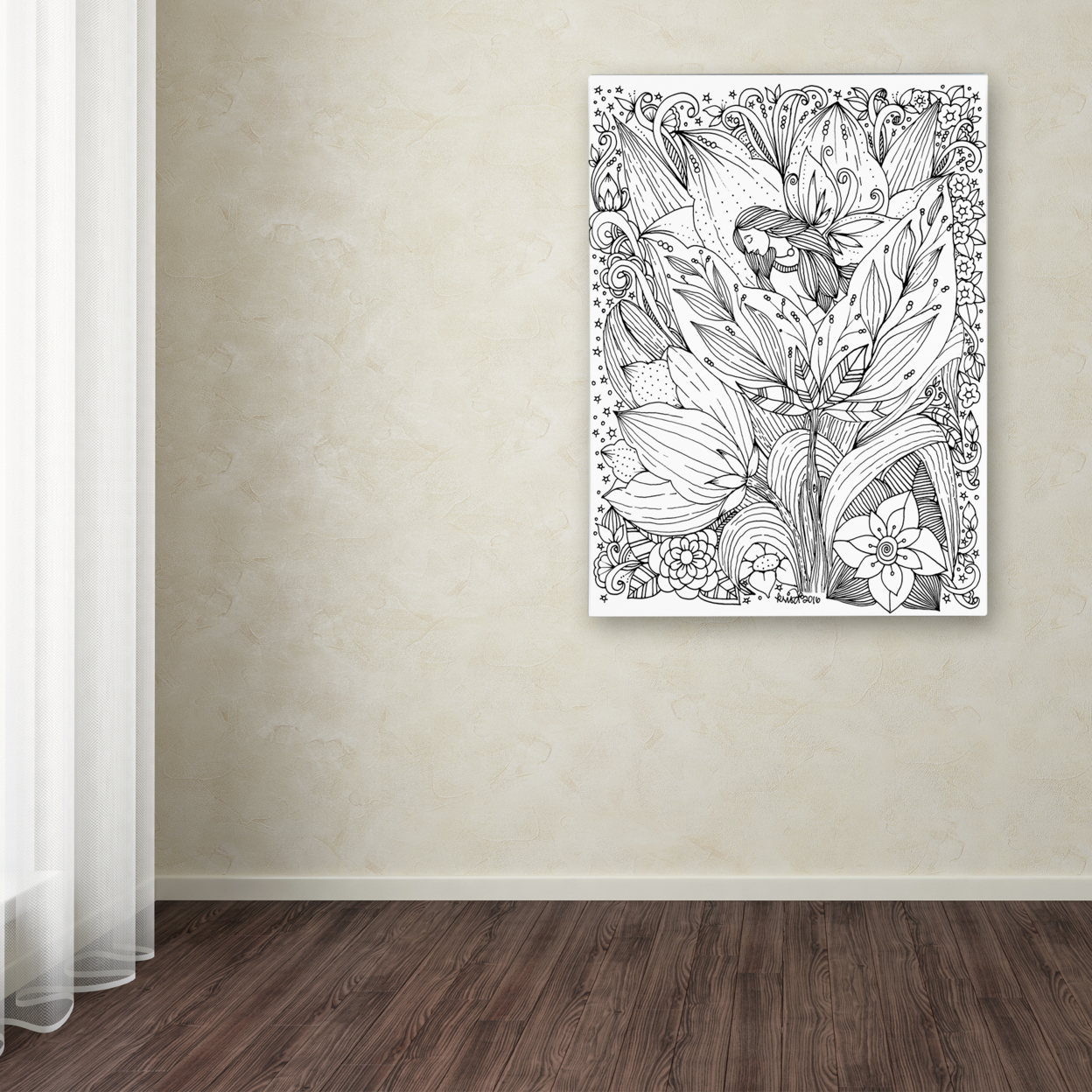 KCDoodleArt 'Fairies And Woodland Creatures 3' Canvas Wall Art 35 X 47 Inches