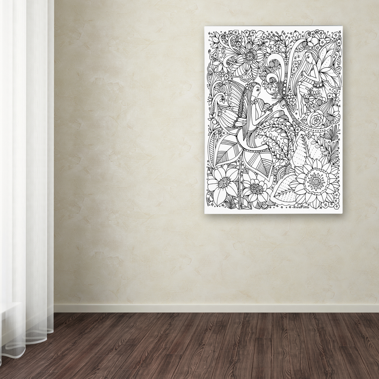 KCDoodleArt 'Fairies And Woodland Creatures 4' Canvas Wall Art 35 X 47 Inches