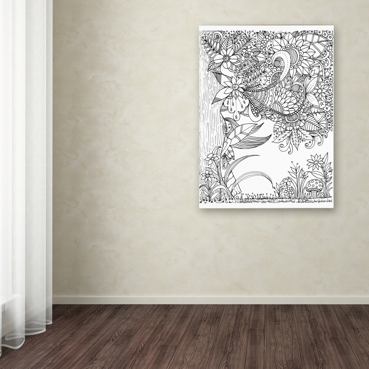 KCDoodleArt 'Fairies And Woodland Creatures 6' Canvas Wall Art 35 X 47 Inches