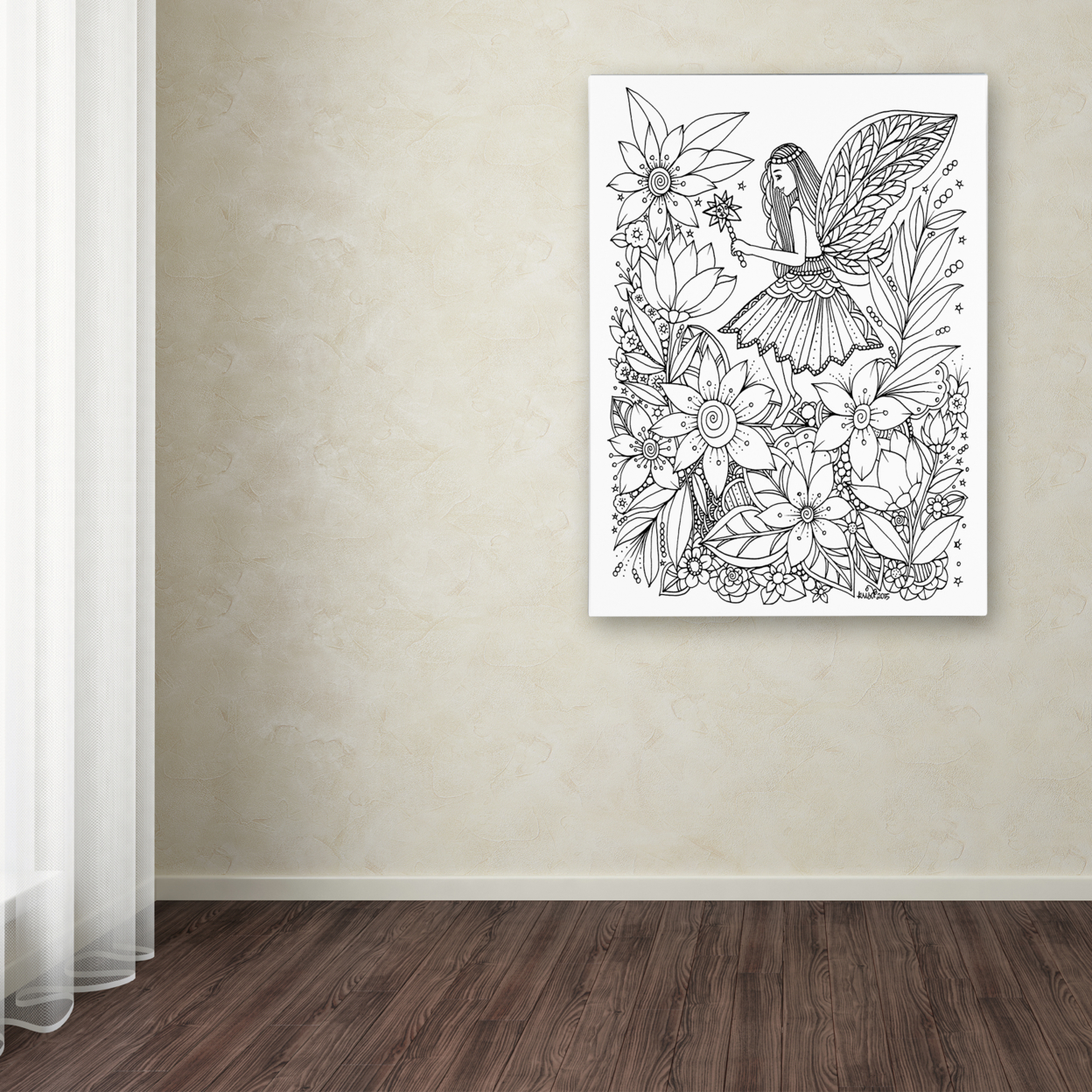 KCDoodleArt 'Fairies And Woodland Creatures 14' Canvas Wall Art 35 X 47 Inches