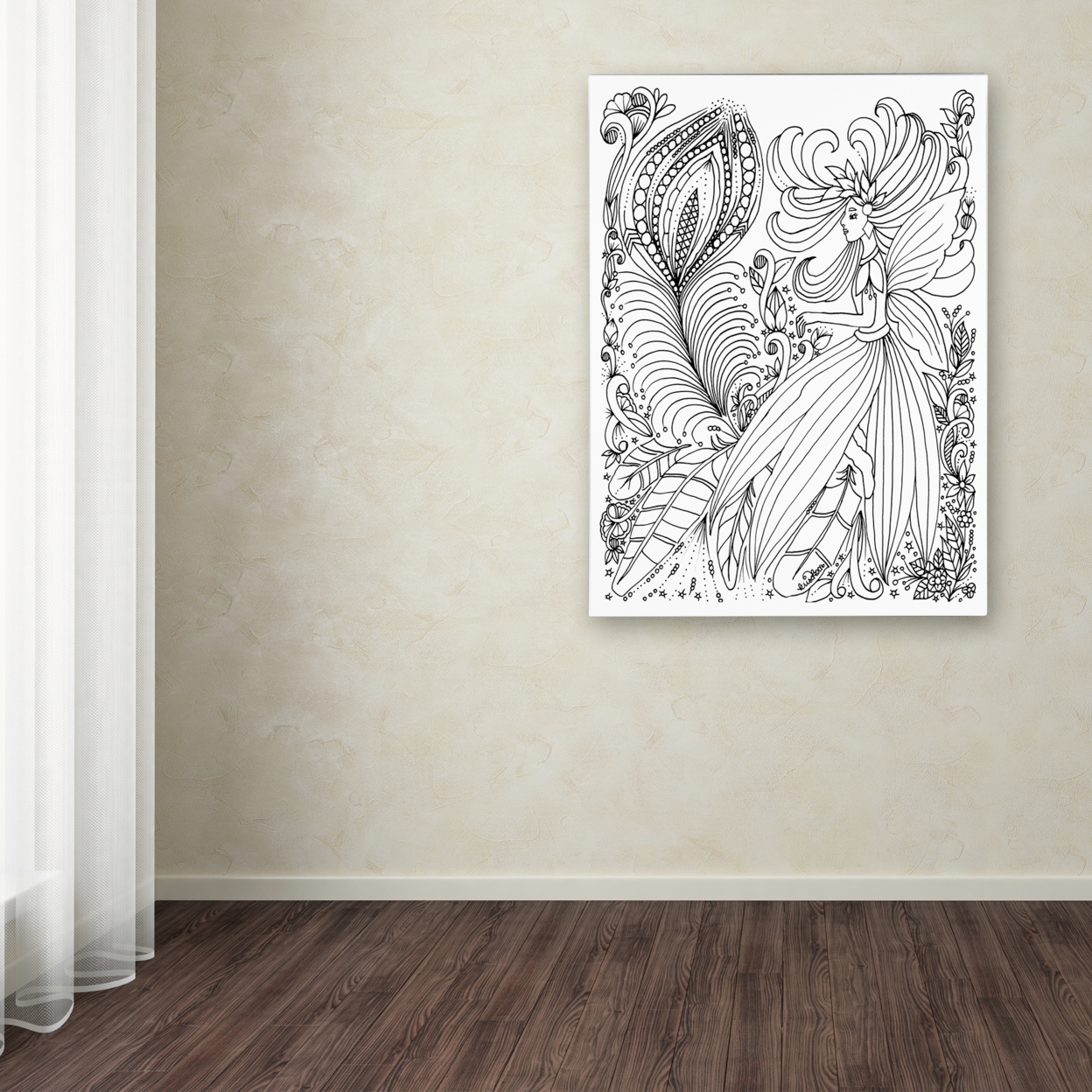 KCDoodleArt 'Fairies And Woodland Creatures 15' Canvas Wall Art 35 X 47 Inches