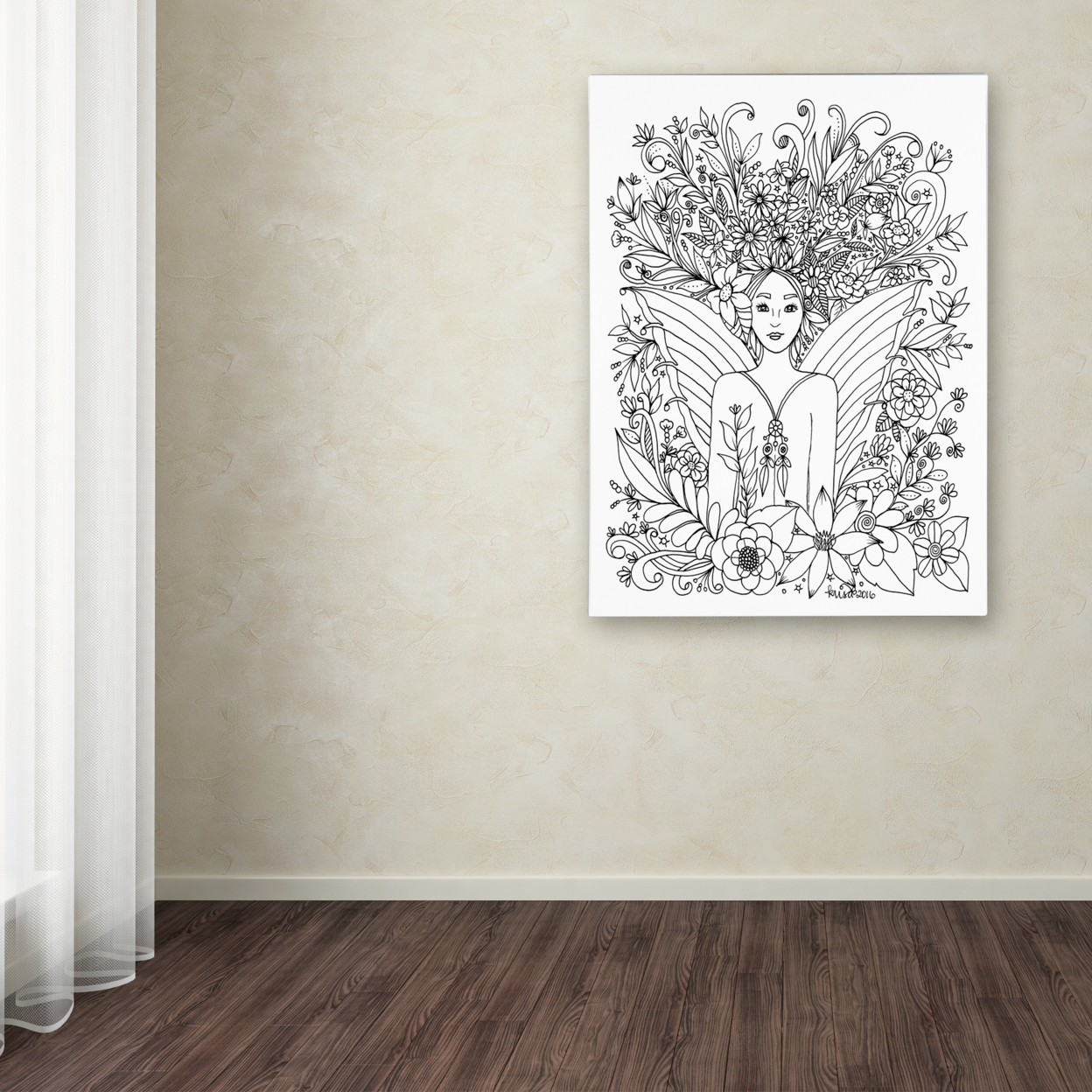 KCDoodleArt 'Fairies And Woodland Creatures 18' Canvas Wall Art 35 X 47 Inches