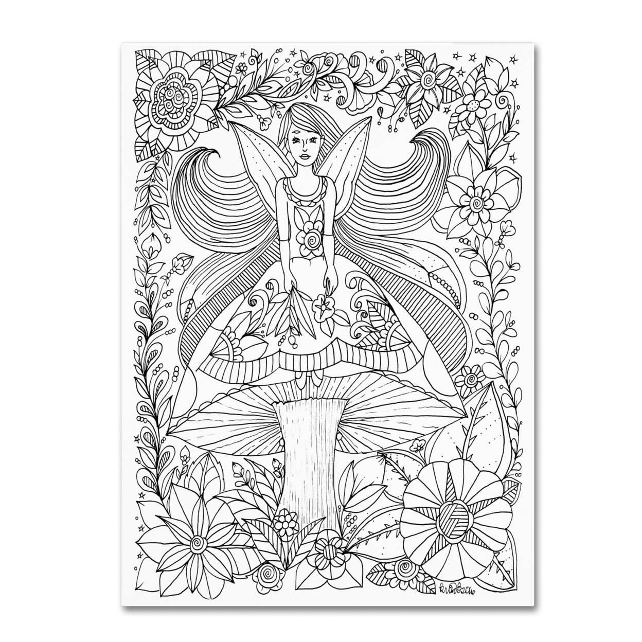 KCDoodleArt 'Fairies And Woodland Creatures 24' Canvas Wall Art 35 X 47 Inches
